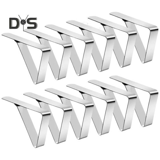 6/12/24 Stück Edelstahl-Tischdeckenklammern, rutschfest, strapazierfähig, für drinnen und draußen, Hochzeit, Party, Picknick, Camping, Tischdeckenhalter, dreieckige Befestigungsklammer