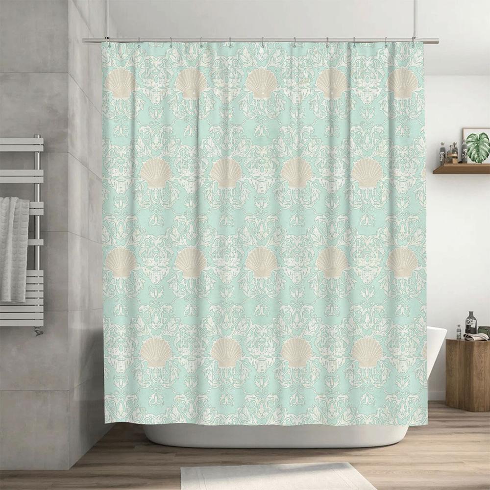 Vintage Pattern Shower Curtain Blue White Bath Decor Liner Home Decoration Waterproof Bathroom Accessories XH302759