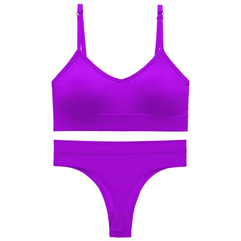 Underwear Set Female Thin Section Large Size Without Steel Ring Sexy Halter Beauty Undershirt Adjustable Small Breasts Gathered French Bra Set