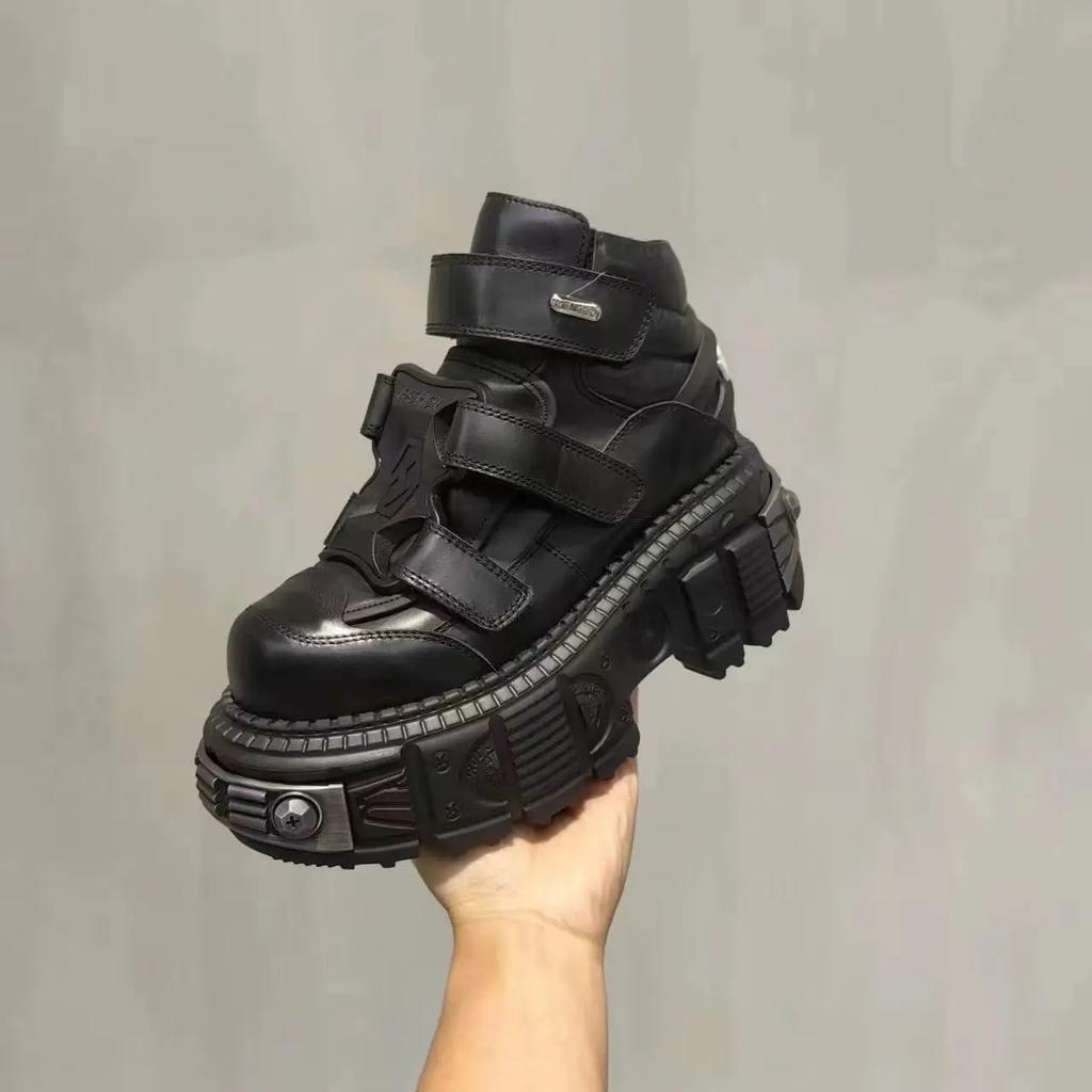 Scarpe Donna Stile Punk Stivali Rock Caviglia Gotici Allacciatura Altezza Tacco 9CM Scarpe con Plateau Donna Decorazioni Metalliche Scarpe da Ginnastica Donna