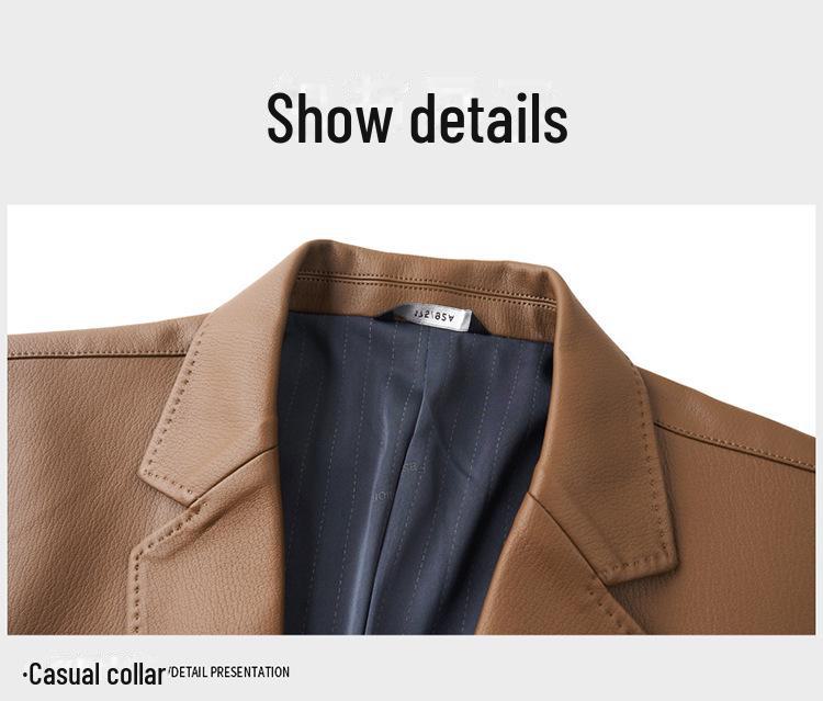 Sacou Casual din Piele pentru Bărbați 2024 – Jachetă Trendy de Primăvară/Toamnă pentru Bărbați de Vârstă Mijlocie