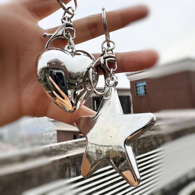 Cute Heart/Star Pendant Pendant Keychain Stylish Keyring for Women Girls Bag Charm Elegant Purse Backpack Accessory
