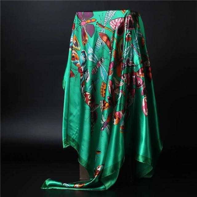 90*90cm Square Silk Scarf Women Shawl Print Satin Hijab Female Luxury Brand Square Lady Muffler Coverchief Bandanna Pareo Girl