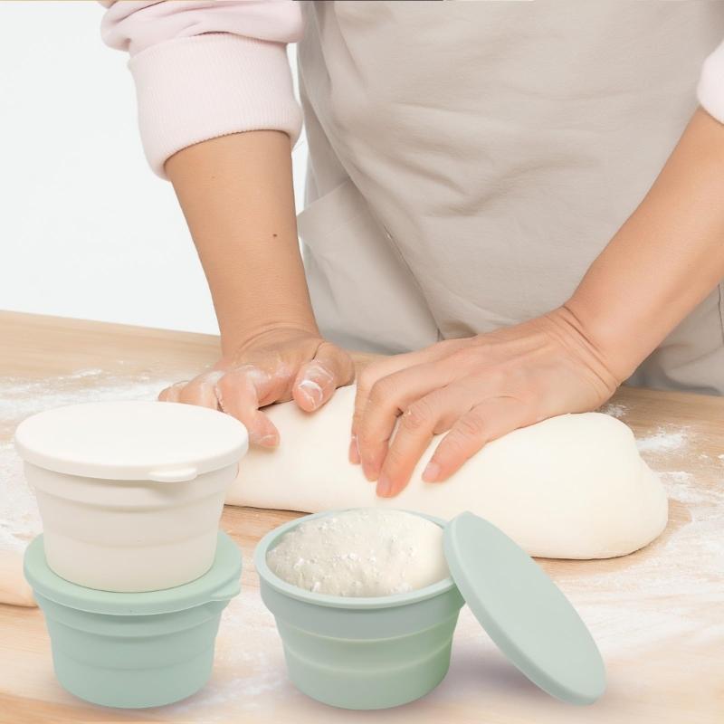 Ungiftiger faltbarer Gärkorb für Brot und Pizza mit Deckel für gesundes Backen und kompakte Küchenaufbewahrung
