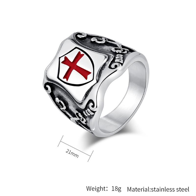 Man Cross Crusade Legion Shield Titanium Steel Ring Personalised Vintage Male Stainless Steel Jewellery Accessories