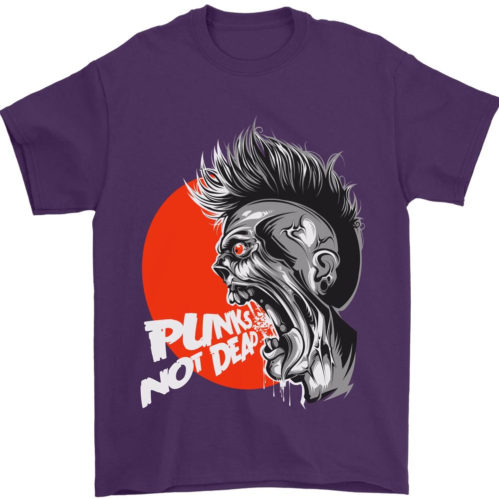 Punks Not Dead Koszulka Unisex Rockowa z Czaszką 100% Bawełna