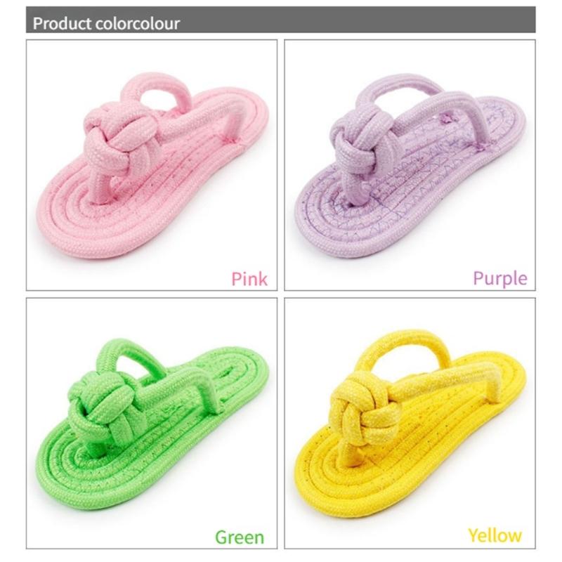 Handmade Braided Cotton Rope Dog Toy Slipper for Small Puppies Chew Resistant Dental Cleaning Teeth Healths Playing Fun