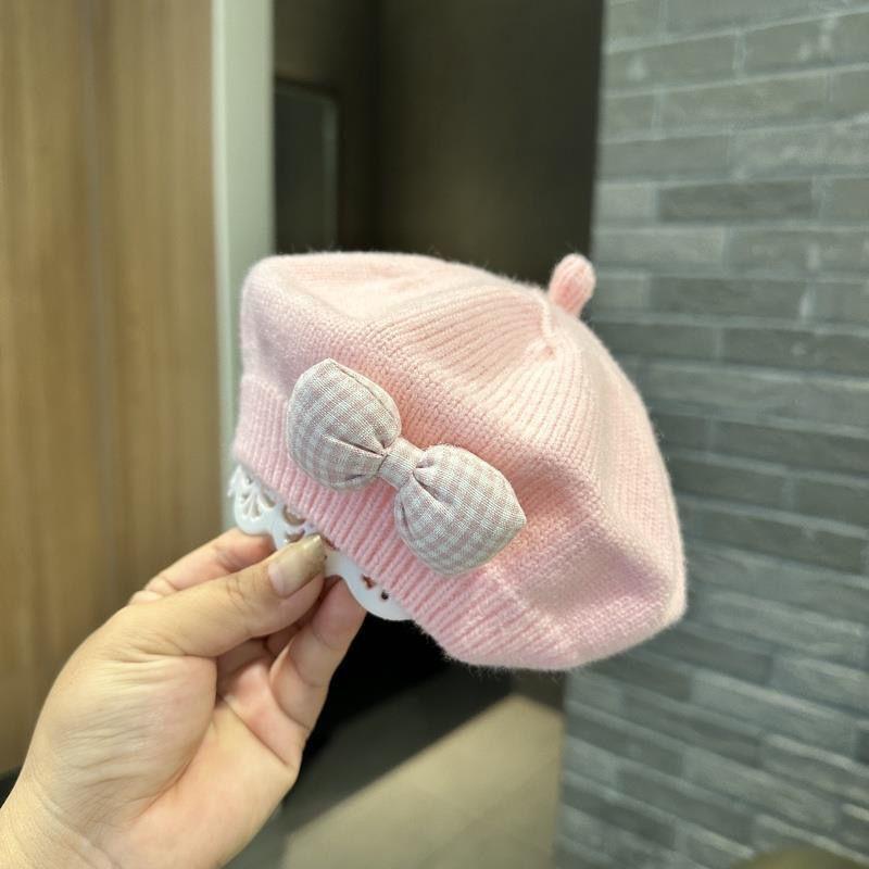 Children's Beret Baby Girl Outdoor Hat Spring Autumn Korean Style Fashionable Breathable Warmth Windproof Knitted Wool Painter's
