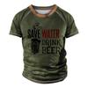 Men's Raglan T-shirt Retro Short Sleeve Round Neck Letter Printing Tops