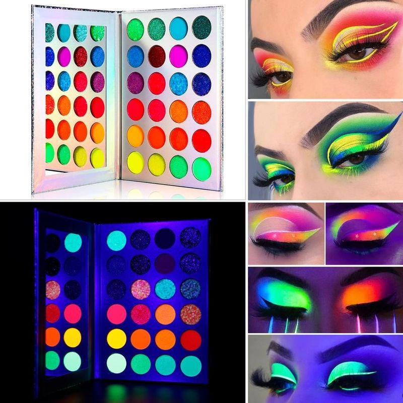 DE'LANCI - 24-farbige Schwarzlicht-Lidschattenpalette