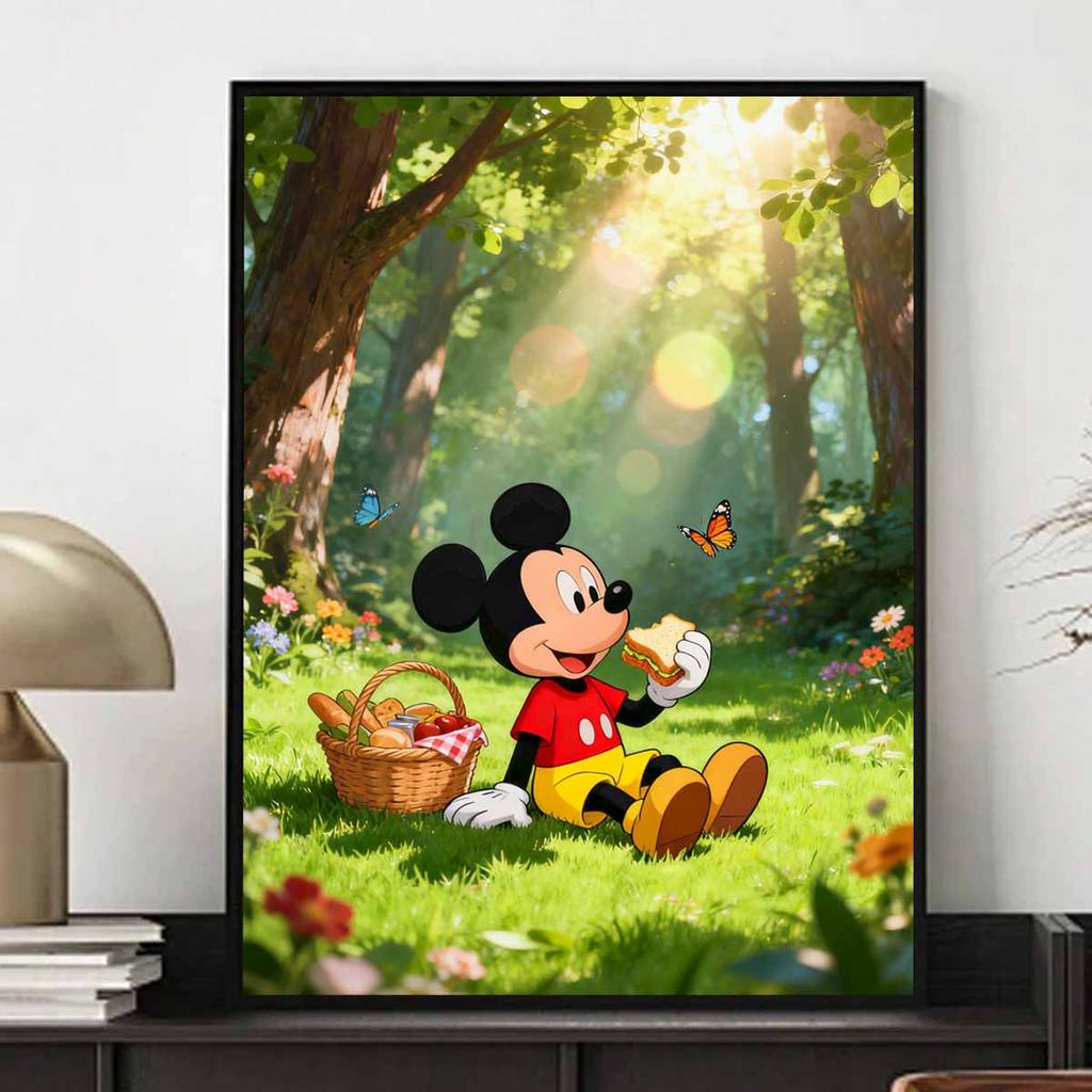 Disney Diamond Painting Mickey Picnic Scene Diamond Art Painting Kit for Home Office Decoration Handmade Gifts