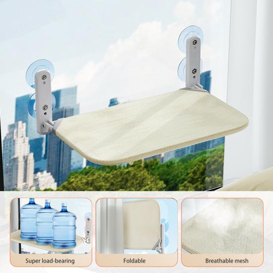 Faltbare Katzenhängematte, atmungsaktiver Netzstoffbezug, kabelloses Katzenbett mit 4 Saugnäpfen, kabelloser Stahlrahmen, Fenstersitzstange zum Sonnenbaden im Innenbereich