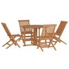 Vidaxl 5-Cz. Folding Garden Furniture Set, Solid Teak Wood