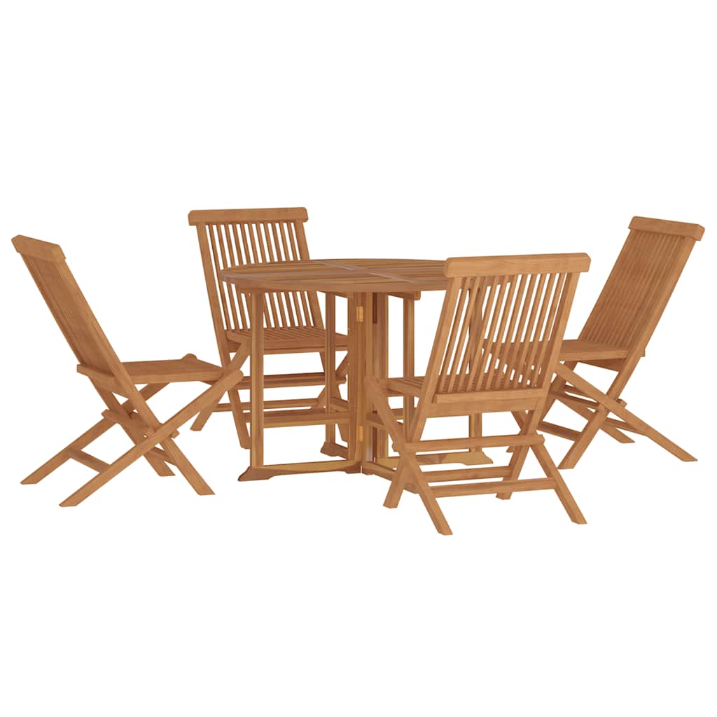 Vidaxl 5-Cz. Folding Garden Furniture Set, Solid Teak Wood