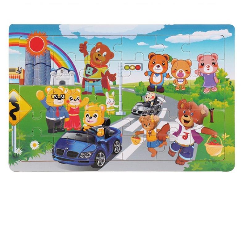 30 Piece Wooden Jigsaw 3d  Puzzle Kids Cartoon Animal Vehicle Puzzles Game Baby Early Learning Educational Toys  parenting skill