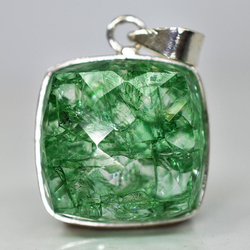 Natural Emerald 133 Ct CERTIFIED Square Cushion Cut Pendant 925 Starling Silver MY.PD-157-NS