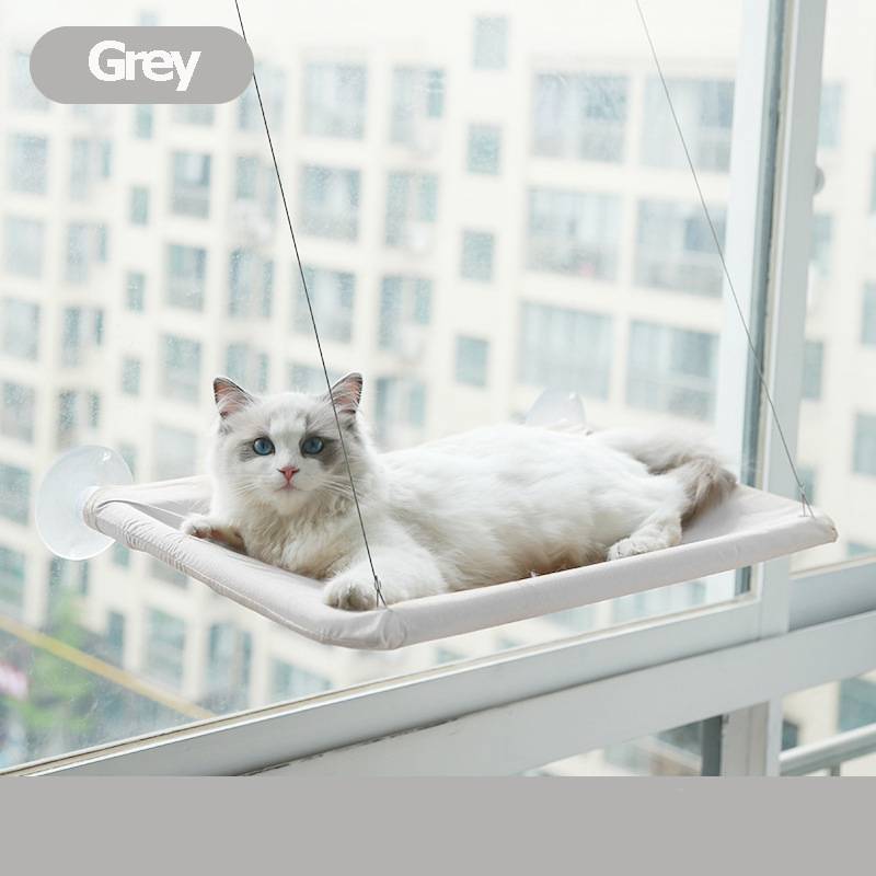 Bardzo miękki hamak okienny dla kota - Przytulne legowisko jak chmurka na popołudniową drzemkę - Bezpiecznie montowany, doskonały sposób na oszczędność miejsca