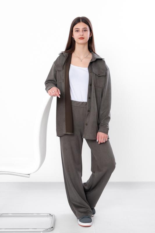 

Стильний костюм для дівчат-підлітків – М яка тканина та трендовий крій, Будь-який сезон, 6454-047 HC 140 темні moss зелений колір