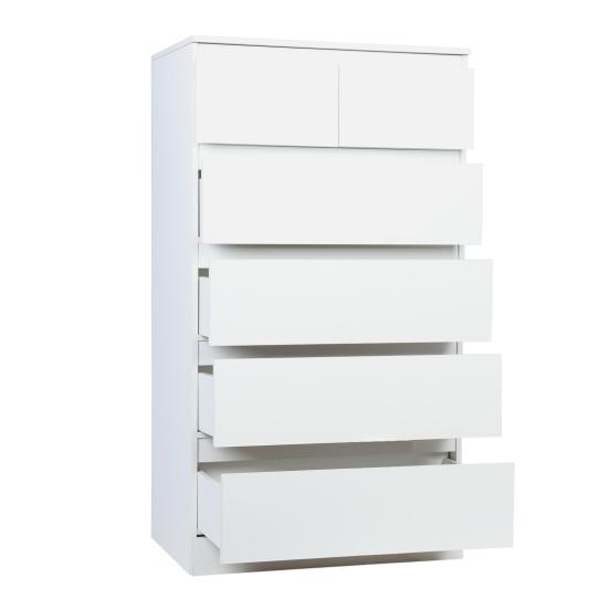 White Dresser Dresser, Bedroom & Chests of Drawers, Tall with Shelf Vertical Standing Chest 6 Wood Large for Closet,
