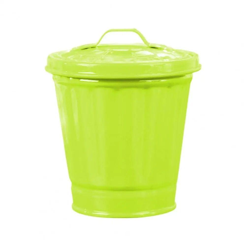 Galvanized Desktop Trash Can Iron Wastebasket Small Buckets Waste Bin  Garbage Storage