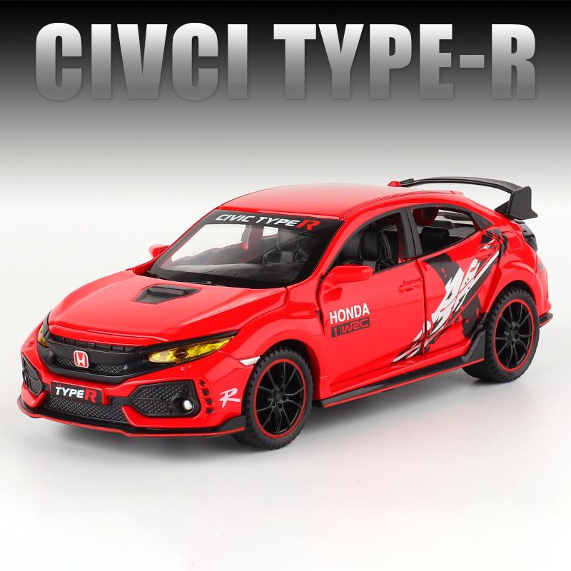 

1:32 CIVIC TYPE-R Diecasts & Toy Vehicles Metal Car Model Sound Light Collection Car Toys For Children Christmas Gift
