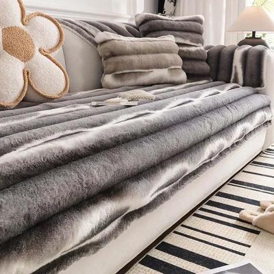 High Grade Printed Rabbit Plush Sofa Towel Warm Soft Thick Non-slip Anti-cat Scratch Sofa Cover Sectional L-shaped Couch Cover