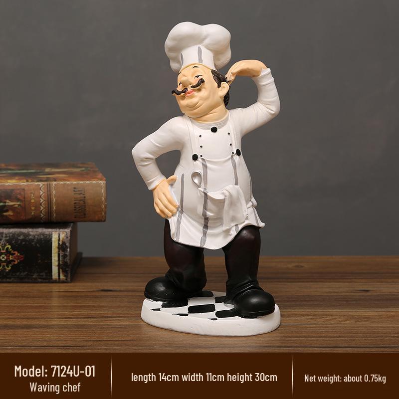 European Chef Figurine - Decorative Ornament for Home, Cafe, Cake Shop, or Living Room