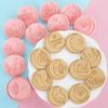 10Pcs Round Castle Moon Pattern Cookie Cutters Set Cartoon Pressable Biscuits Mold Plastic Cookie Stamps Baking Tool