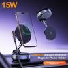 15W Wireless Charger Magnetic Car Phone Holder 360° Rotation Foldable Suction Cup Stand Call Navigation Phone Bracket