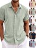 Men's Summer Linen-Style Short-Sleeve Loose Casual Beach Shirt