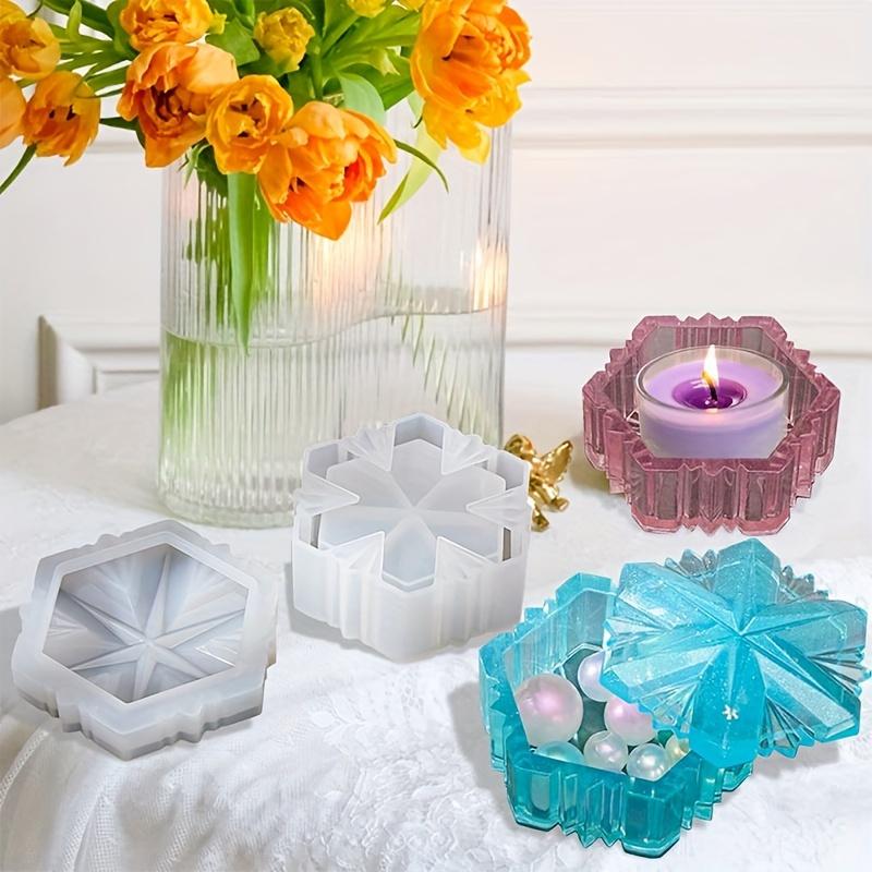 1 Set Snowflake Design Resin Mold Jewelry Box with Lid Silicone Epoxy Casting Mold for DIY Crafts Candy Storage