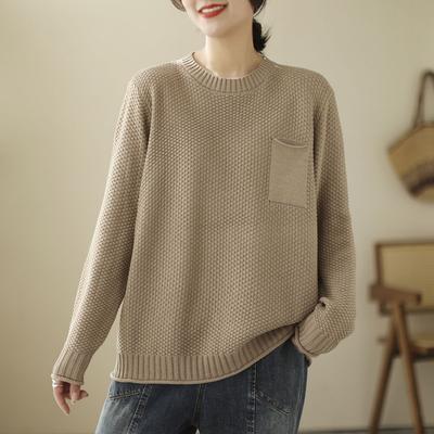 Plus Size Casual Losse Lange Mouw Halfhoge Kraag Effen Kleur Gebreide Trui Dames Winter Verdikt Warm Pullover