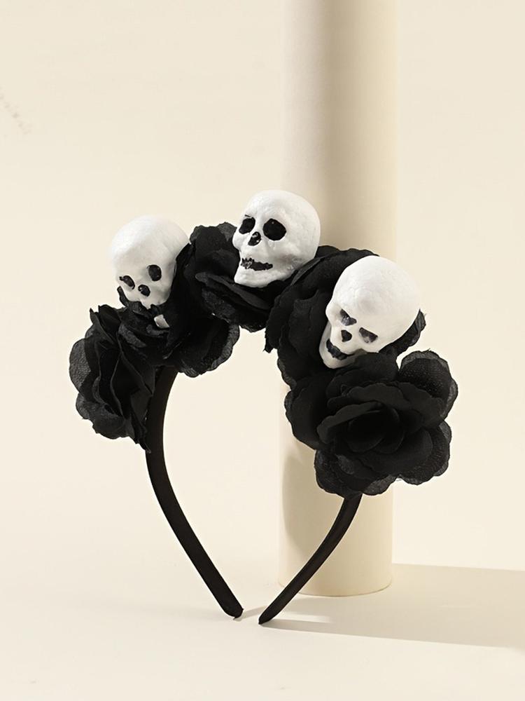 Personalized Halloween Black Simple Wide Headband for Girls and Women Skull Headband Hair Accessories Hair Hoops
