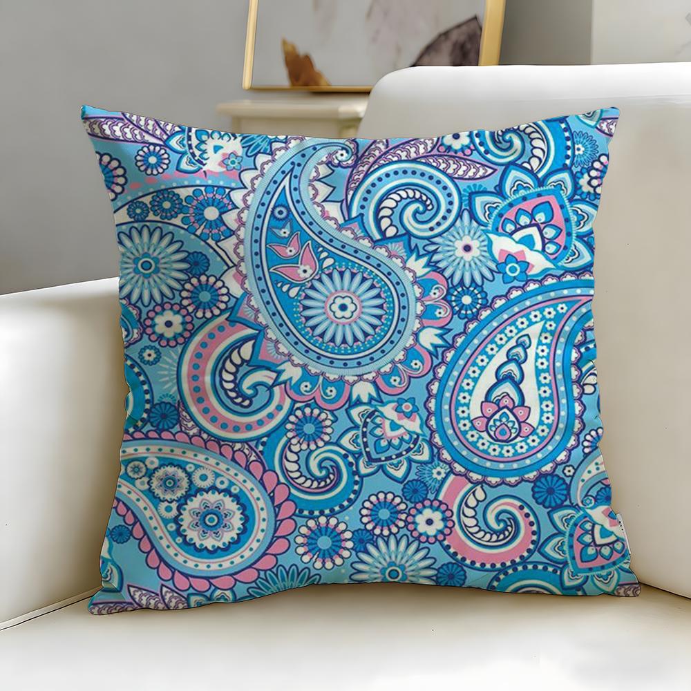 Trendy Ppaisleyed Cushion Cover Soft EasyWash Pillow Case Versatile for Couch Bed Travel and Office