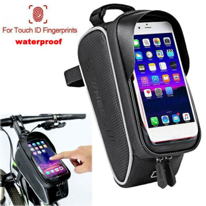 Polyester Bicycle Front Tube Pouch Bag With Transparent Tpu Screen**