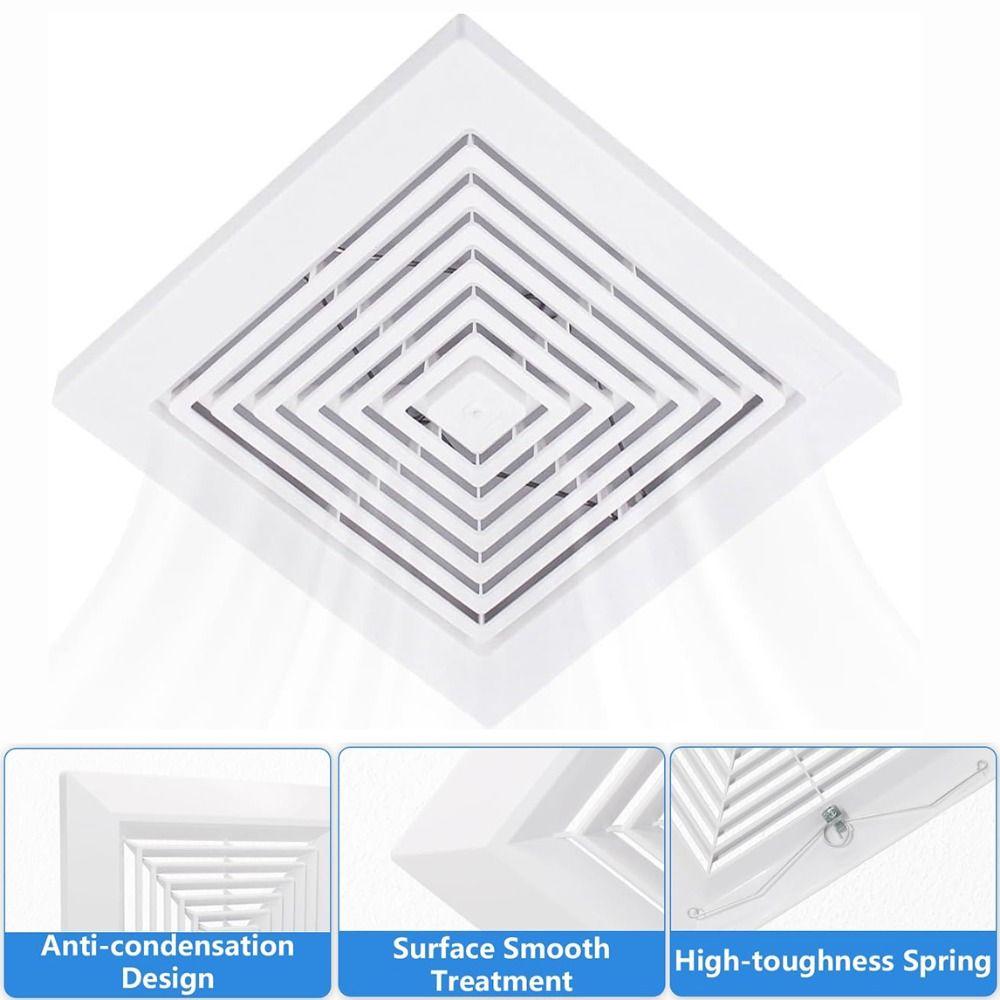 With Spring Exhaust Fan Cover Square Air Diffuser New Diverter Ventilation Hood Bathroom