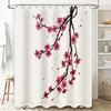 Elegant Japanese Cherry Blossom Shower Curtain Waterproof With Black Branches Decor For Bathroom Space Adds Nature Serenity