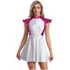 Outer Space Alien Costume for Women S-4XL - Shiny Glitter A-line Dress with Cap Sleeves Halloween Cosplay Outfit