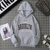 Fall Winter Oversized Women's Fleece Hoodie Sweatshirt with Hood Hot Sale Brooklyn Printed Couple Matching Sports Shirt