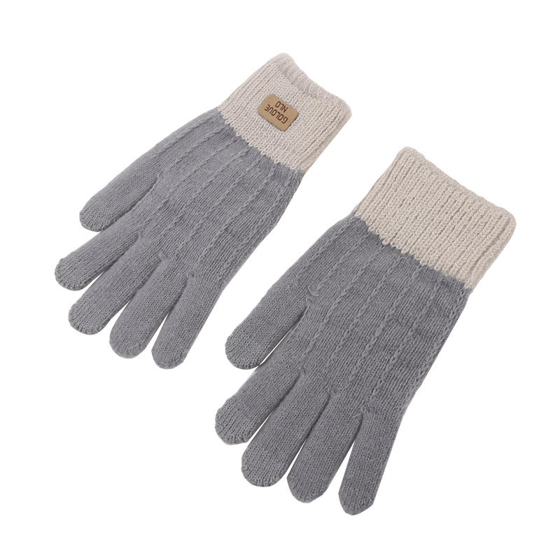 Gants d'hiver chauds et épais pour femmes et hommes, mitaines tricotées extensibles, gants à doigts complets, gants doubles de couleur assortie
