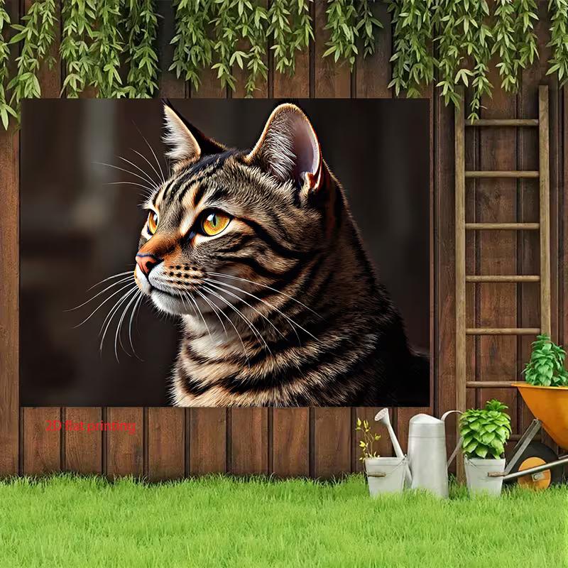 2D Realistic Tabby Cat Backdrop Cloth, Pet Portrait Photography Background