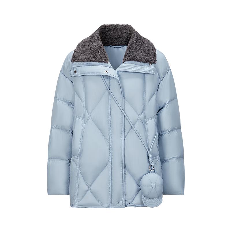 Jiuzi Annakou Women s Short Duck Down Jacket with Fur Collar and Bag Accent M