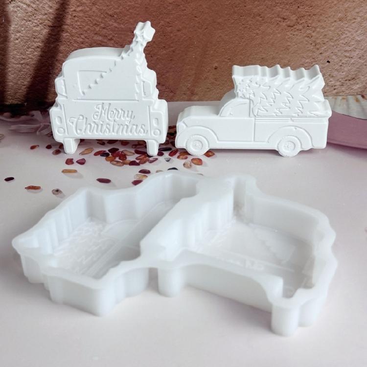 Holiday Vehicle Candle Silicone Molds Christmas Tree Silicones Mould For Handmade Candle Soap Holiday Home Decoration