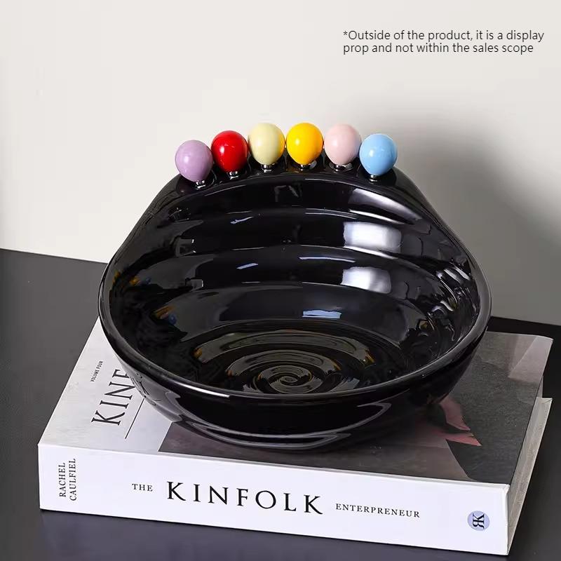 BEPAN 1PC Fruit Plate Ceramic Living Room Table Decoration Ornament High-end Snack Plate Home Storage Basket Household Goods