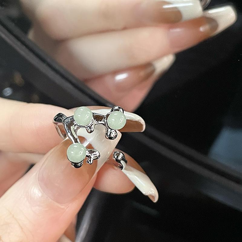 Niche Design Jade National Style Chain Simple Personality High Sense Light Luxury Open Ring Women