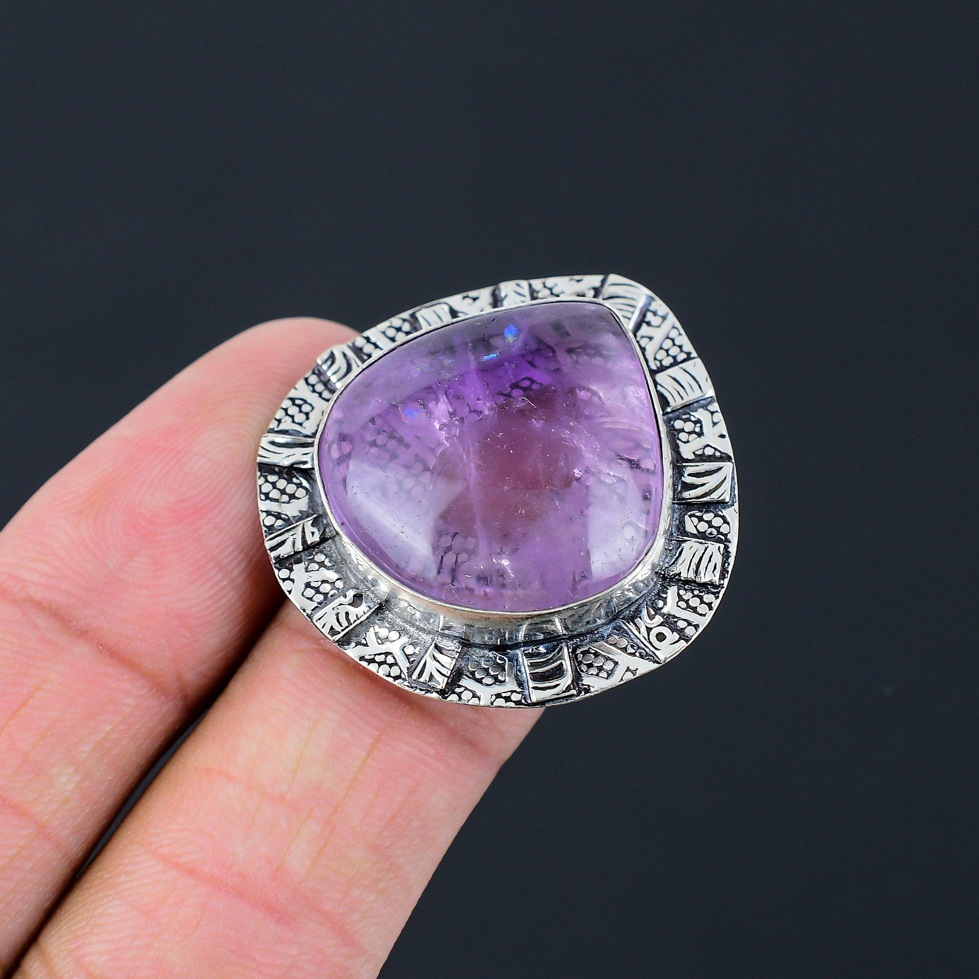 Sisters Day Deal February Birth Star Amethyst Gemstone 925 Silver Solitaire Ring 9
