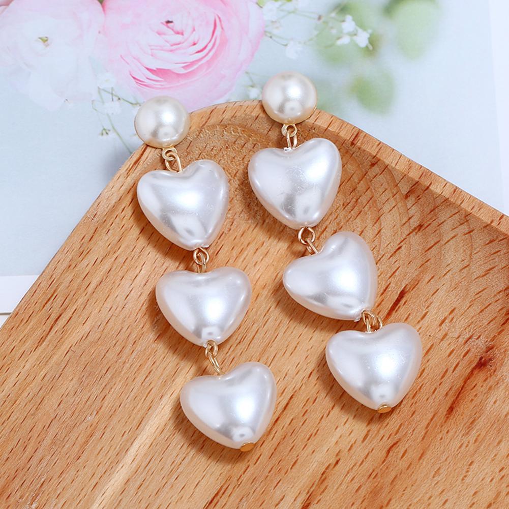 1 Pair Fashion Heart-shaped Long Dangle Earrings for Women Jewelry