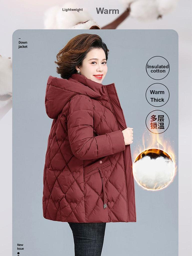Women's Thick Cotton Puffer Jacket Winter Coat for Elderly Ladies