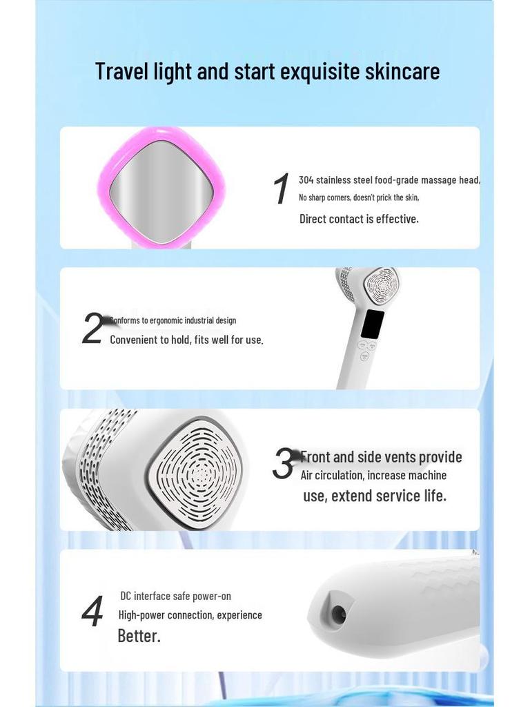 Handheld Ice & Heat Compress Facial Rejuvenation Device with 6 Color Light Therapy