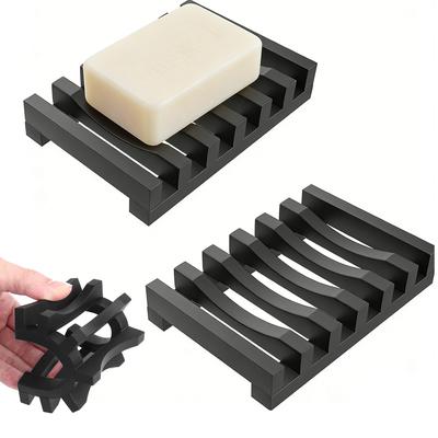 Silicone Soap Holder Flexible Shower Soap Holder Hollow Design Kitchen Soap Drainer Sponges Scrubber Display Kitchen Accessories